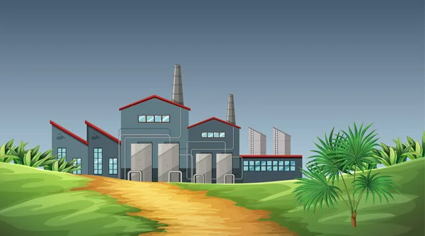 Doğada fabrika teması sahnesinden kirlilik — Stok Vektör