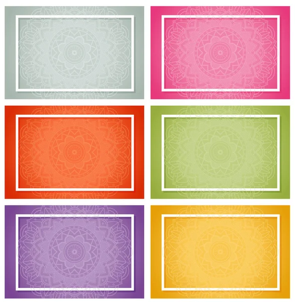 Six background designs with mandala patterns — Stock Vector