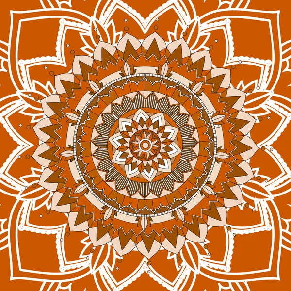 Wzory Mandala na brązowym tle — Wektor stockowy