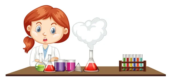 Femme scientifique travaillant dans le laboratoire — Image vectorielle