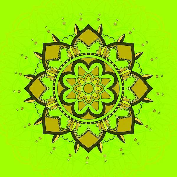Mandala wzór na zielonym tle — Wektor stockowy