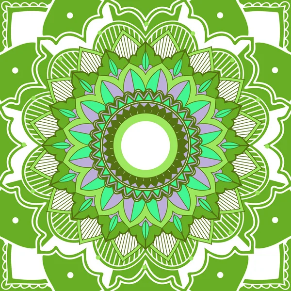 Patrones de mandala sobre fondo verde — Vector de stock