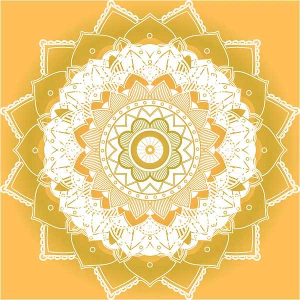 Wzory Mandala na żółtym tle — Wektor stockowy