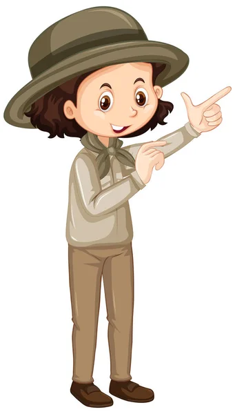 Girl in brown uniform on white background — Stock Vector