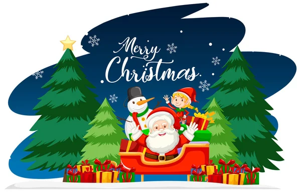 Weihnachtsthema mit Weihnachtsmann und Geschenken — Stockvektor