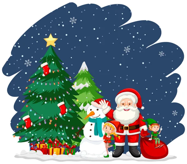 Christmas theme with Santa and tree — Stock Vector