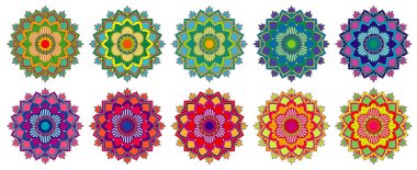 Beyaz arkaplanda mandala desenleri