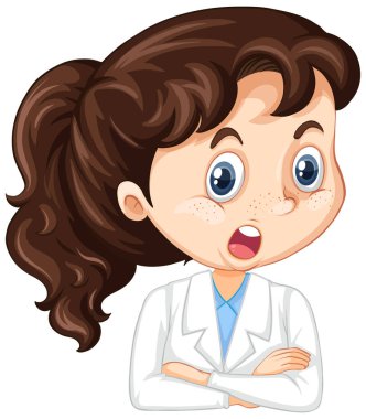 Tecrit edilmiş bilim elbisesi giyen kız.