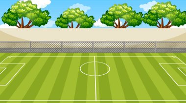 Futbol sahasının etrafındaki ağaçların olduğu arka plan sahnesi