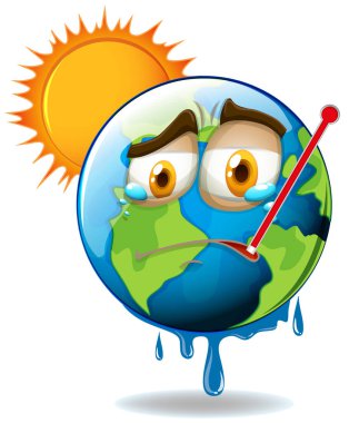 Global warming with melting earth clipart