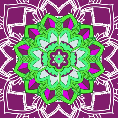 Mor arkaplanda mandala desenleri