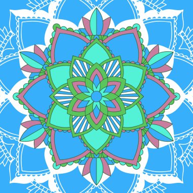 Mavi arkaplanda mandala desenleri