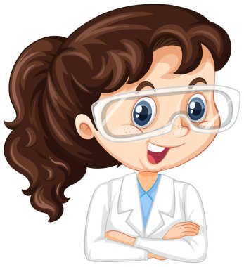 Tecrit edilmiş bilim elbisesi giyen kız.