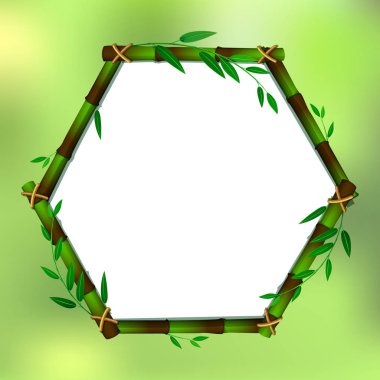 Yeşil arka plan karede bambu