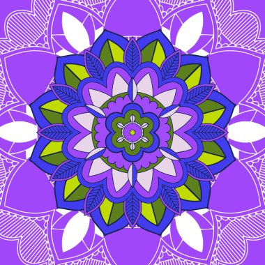 Mor arkaplanda mandala desenleri