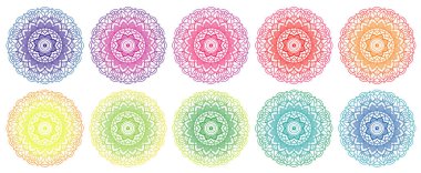 Mandala desenleri farklı renklerde