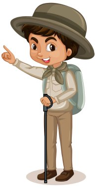 Boy with backpack on white background clipart