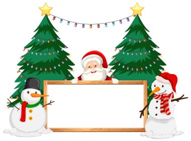 Christmas theme with Santa and snowman clipart