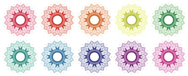 Mandala desenleri farklı renklerde