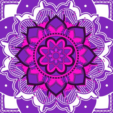 Mor arkaplanda mandala desenleri