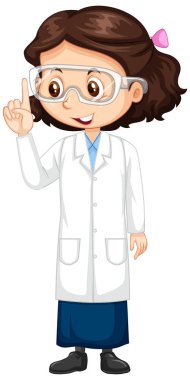 Beyaz arka planda bilim elbisesi giyen kız.