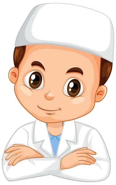 Muslim boy in science gown on isolated background — Stock Vector
