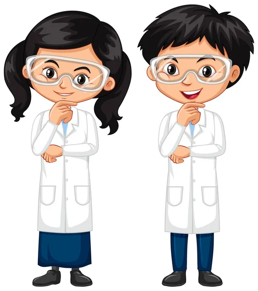 Мальчик и девочка в научном платье — стоковый вектор