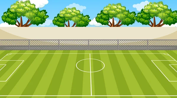 Scène de fond avec des arbres autour du terrain de football — Image vectorielle