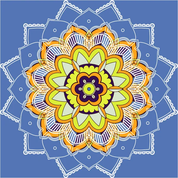 Mandala-Muster auf blauem Hintergrund — Stockvektor