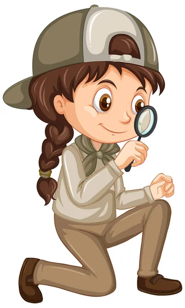 Chica en uniforme de safari sobre fondo aislado — Archivo Imágenes Vectoriales