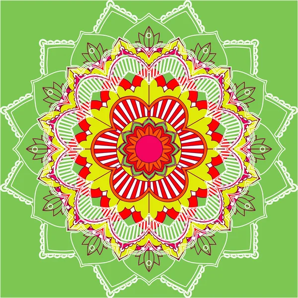 Modelli Mandala su sfondo verde — Vettoriale Stock