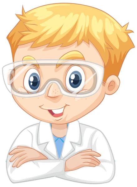 Boy in science gown on isolated background — Stock Vector