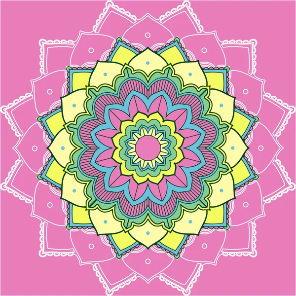 Patrones de mandala sobre fondo rosa — Vector de stock