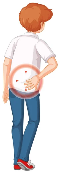Man with back pain on white background — Stock Vector