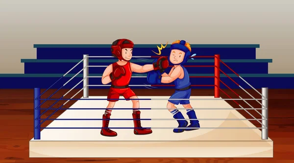 Scen med boxare slåss i ringen — Stock vektor