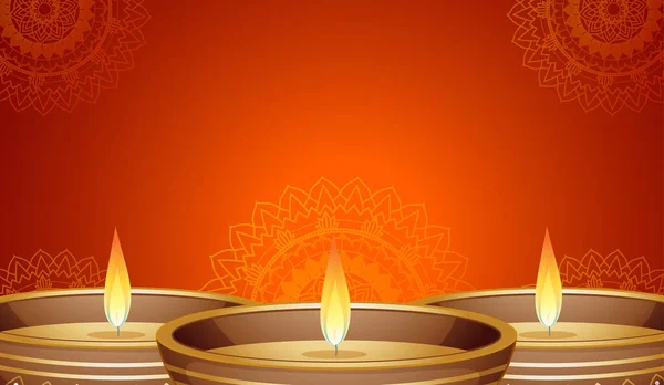 Mandala motifs fond et lumières de bougie — Image vectorielle
