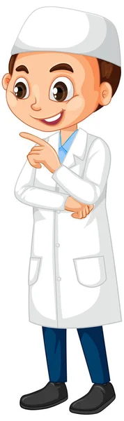 Muslim boy in science gown on isolated background — Stock Vector