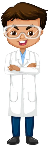Ragazzo in abito scienza su sfondo bianco — Vettoriale Stock