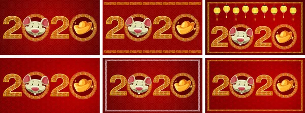 Happy new year background design with rat — Stock Vector