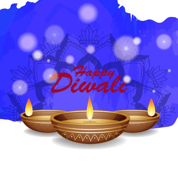 Mutlu diwali festivali için mandala pantern ile arka plan — Stok Vektör
