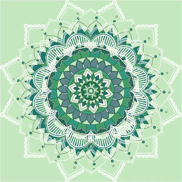 Mandala-Muster auf grünem Hintergrund — Stockvektor