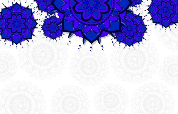 Witte achtergrond met blauwe mandala patronen — Stockvector
