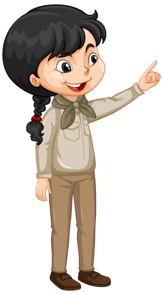 Girl in park ranger uniform on white background — Stock Vector