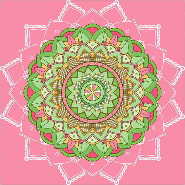 Patrones de mandala sobre fondo rosa — Vector de stock