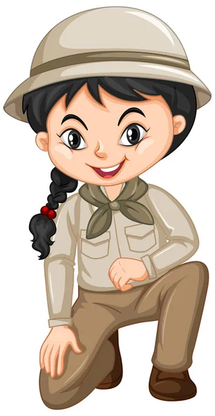 Girl in park ranger uniform on white background — Stock Vector