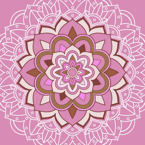 粉红背景的曼陀罗图案 — 图库矢量图片