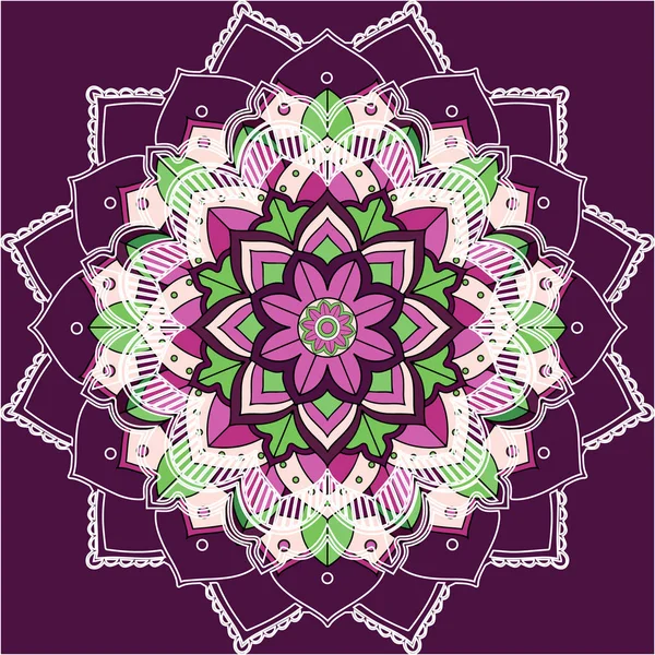 Patrones de mandala sobre fondo púrpura — Vector de stock