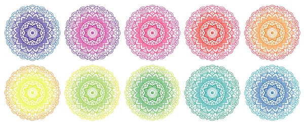 Mandala minták különböző színekben — Stock Vector