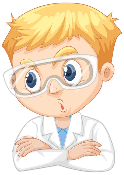 Boy in science gown on isolated background — Stock Vector
