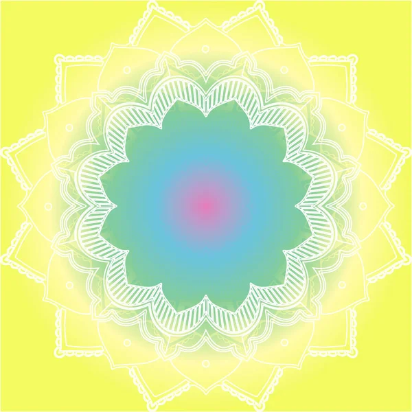 Mandala mönster på gul bakgrund — Stock vektor